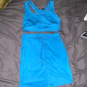 SHEIN RUCHED DRAWSTRING BODYCON SKIRT SET